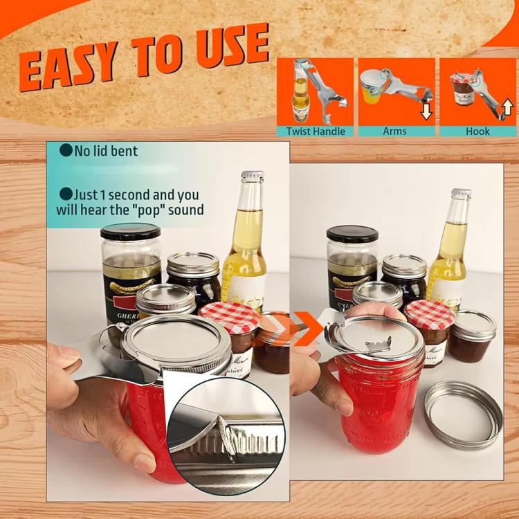 LsCook Multifunctional Mason Jar Lid Opener Stainless Steel Bottle Opener - OPP Bagged