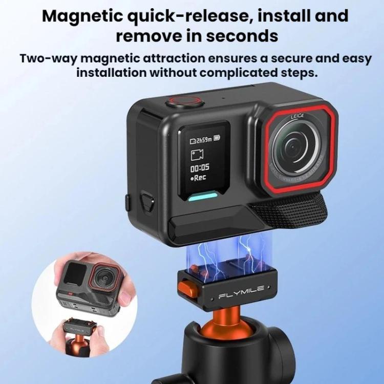 For Insta360 Ace Pro / 2 / X5 Flymile Quick-Release Selfie Extension Pole Tripod - Black