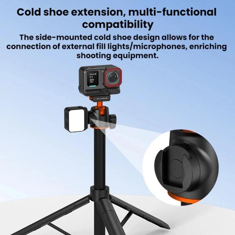 For Insta360 Ace Pro / 2 / X5 Flymile Quick-Release Selfie Extension Pole Tripod - Black