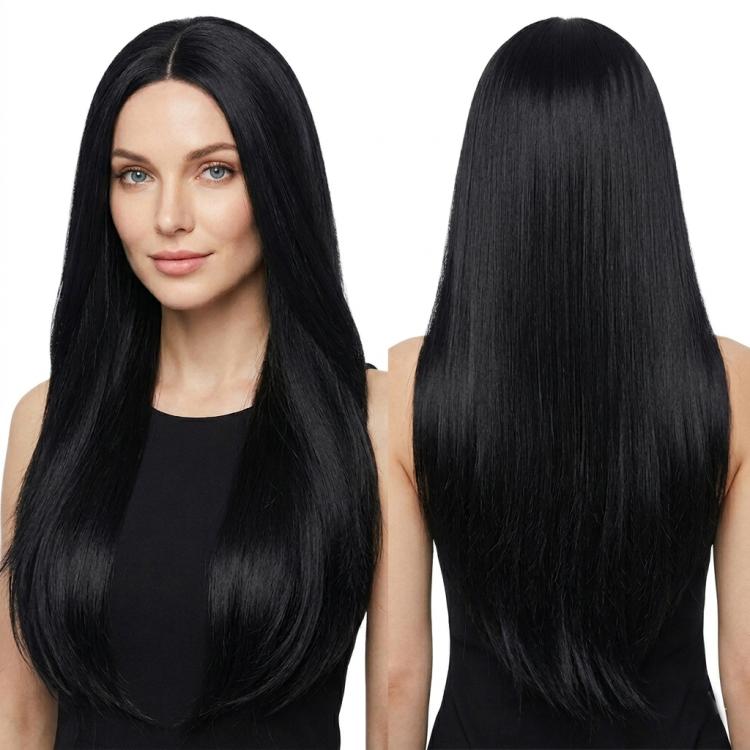 80cm Cosplay Versatile Center-Parted Long Straight Wig, Color: Black