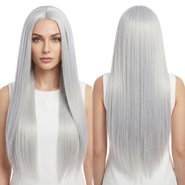 80cm Cosplay Versatile Center-Parted Long Straight Wig, Color: Silver