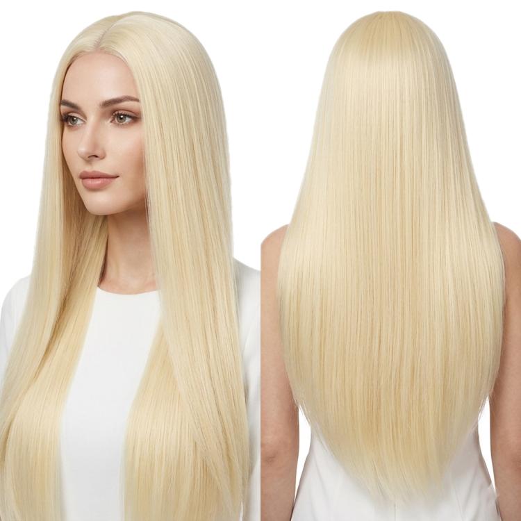80cm Cosplay Versatile Center-Parted Long Straight Wig, Color: Light Gold