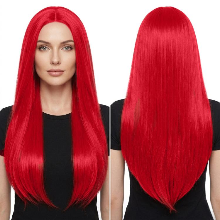 80cm Cosplay Versatile Center-Parted Long Straight Wig, Color: Red