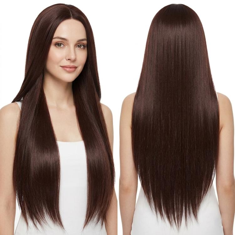 80cm Cosplay Versatile Center-Parted Long Straight Wig, Color: Dark Brown