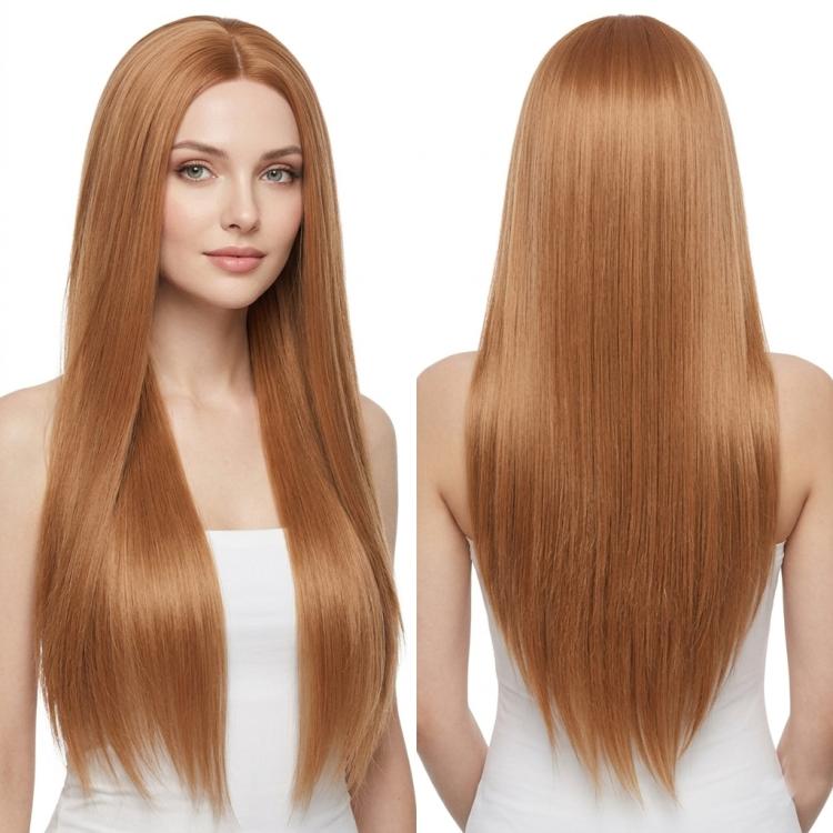 80cm Cosplay Versatile Center-Parted Long Straight Wig, Color: Light Brown