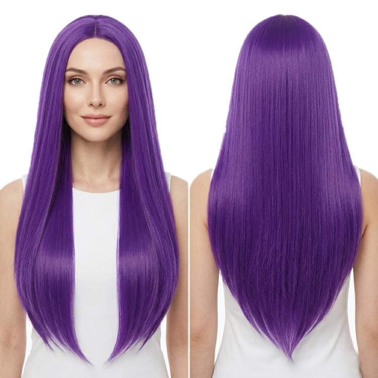 80cm Cosplay Versatile Center-Parted Long Straight Wig, Color: Purple