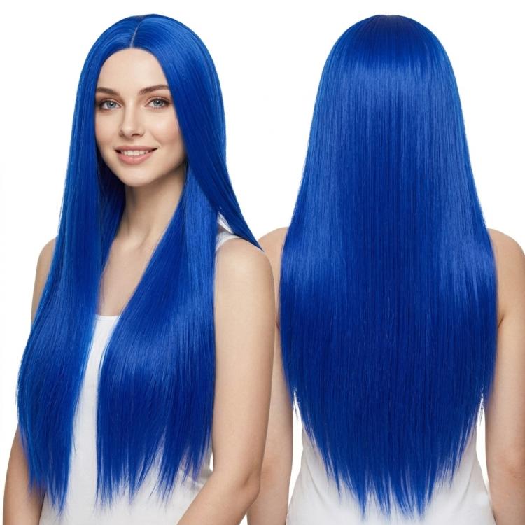 80cm Cosplay Versatile Center-Parted Long Straight Wig, Color: Royal Blue