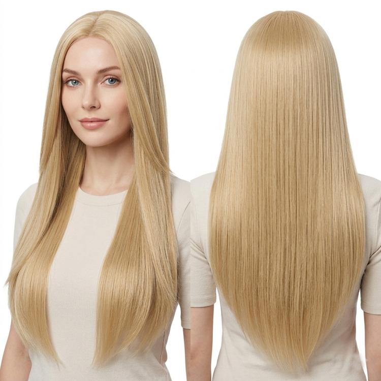 80cm Cosplay Versatile Center-Parted Long Straight Wig, Color: Linen