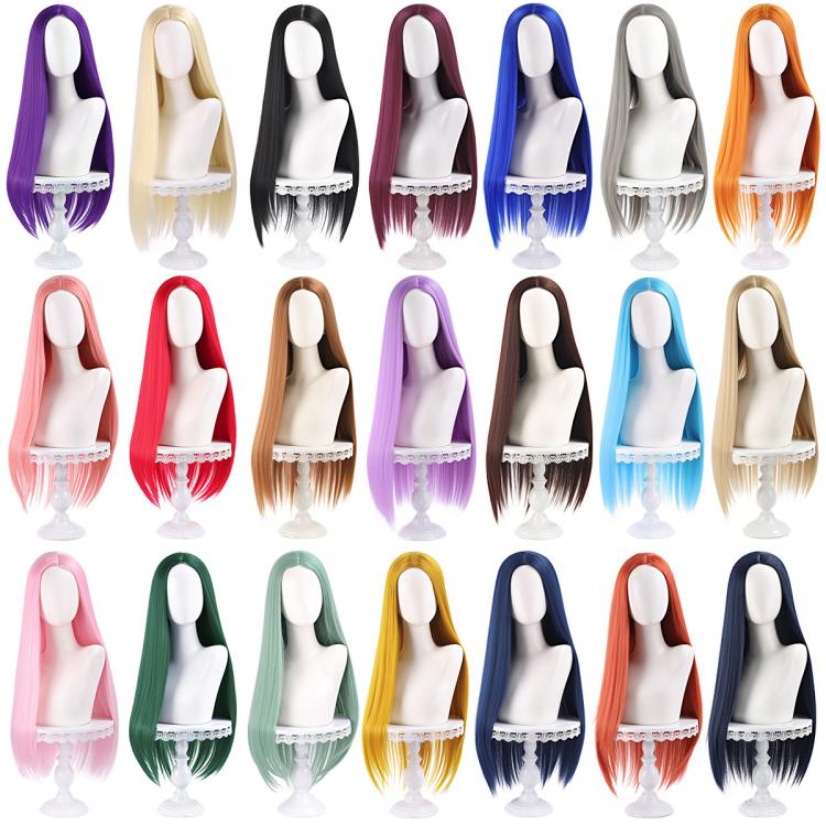 80cm Cosplay Versatile Center-Parted Long Straight Wig, Color: Black