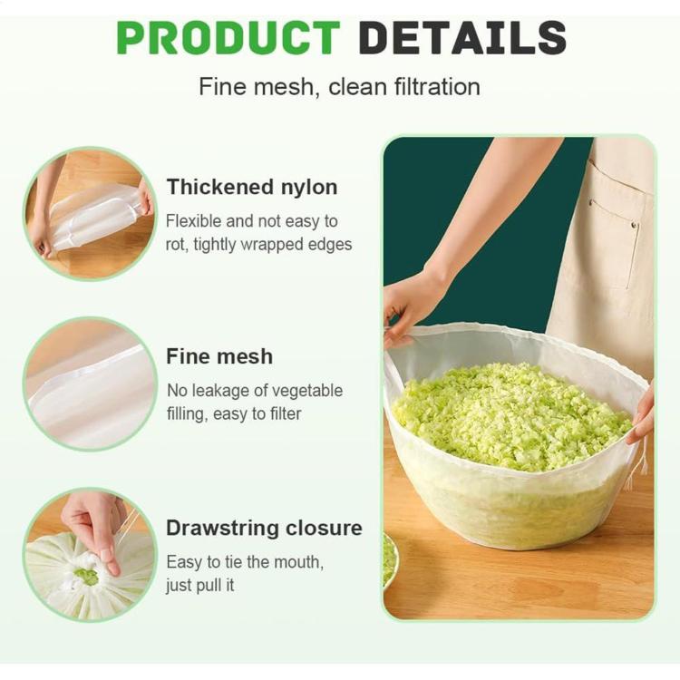 LsCook Large Bowl-Shaped Strainer Bag Vegetable Drawstring Filter Dehydrator