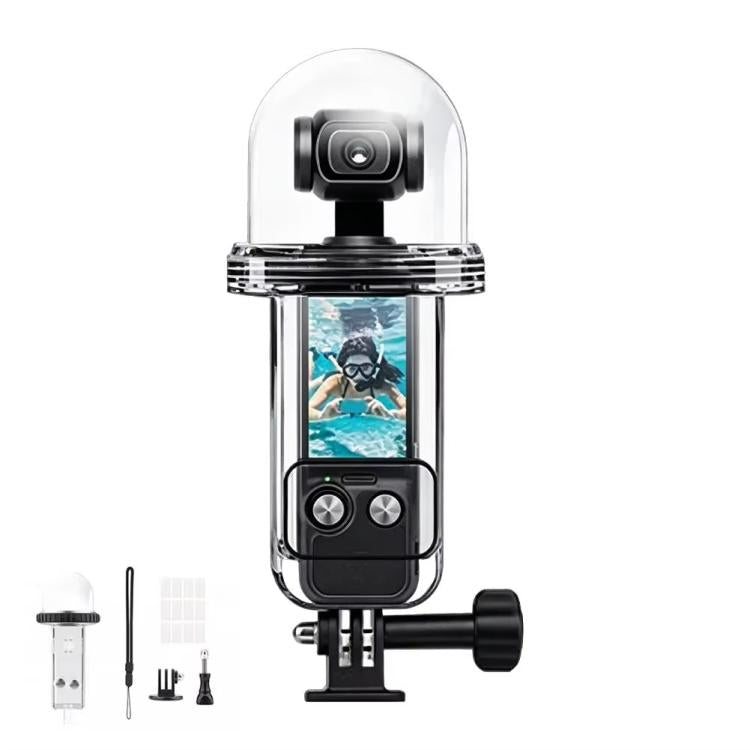 For DJI Osmo Pocket 4 Waterproof Case 60M/196ft Diving Housing Shell with 540-degree Panoramic View Underwater Accessories for Surfing Snorkeling - Transparent