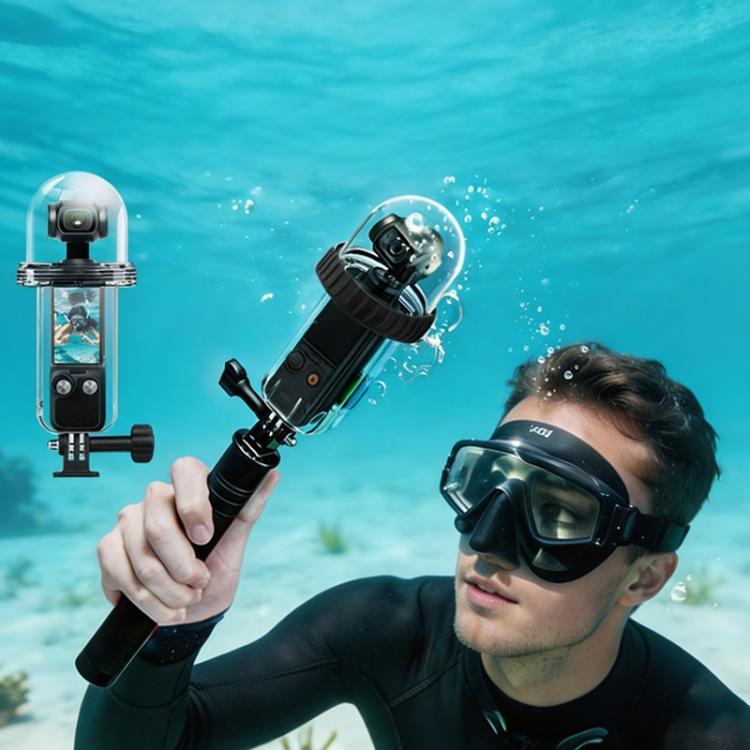 For DJI Osmo Pocket 4 Waterproof Case 60M/196ft Diving Housing Shell with 540-degree Panoramic View Underwater Accessories for Surfing Snorkeling - Transparent