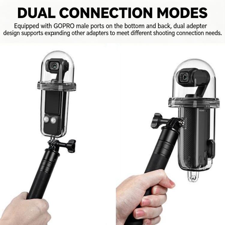 For DJI Osmo Pocket 4 Waterproof Case 60M/196ft Diving Housing Shell with 540-degree Panoramic View Underwater Accessories for Surfing Snorkeling - Transparent