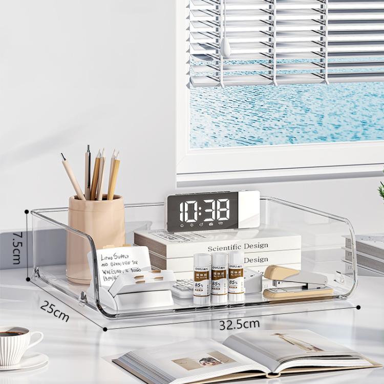 Desktop Stackable Acrylic File Storage Rack, Large-Capacity Book Shelf For Bedroom & Living Room, Spec: Widened 1 Layer