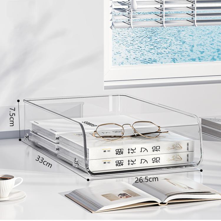 Desktop Stackable Acrylic File Storage Rack, Large-Capacity Book Shelf For Bedroom & Living Room, Spec: Extended 1 Layer