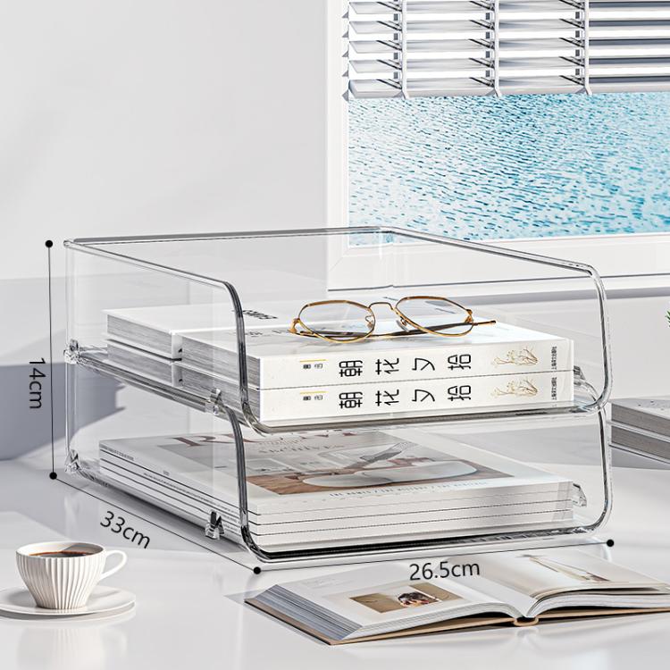 Desktop Stackable Acrylic File Storage Rack, Large-Capacity Book Shelf For Bedroom & Living Room, Spec: Extended 2 Layer