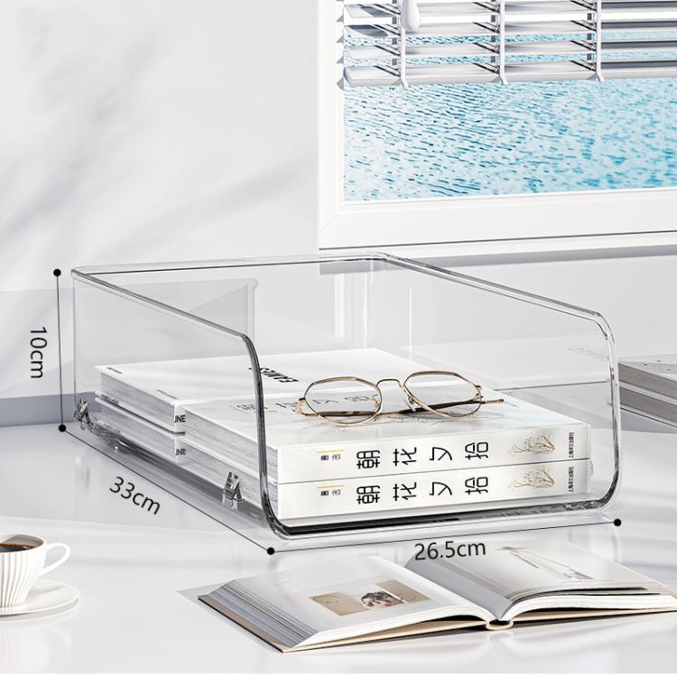 Desktop Stackable Acrylic File Storage Rack, Large-Capacity Book Shelf For Bedroom & Living Room, Spec: Extended & Raised 1 Layer