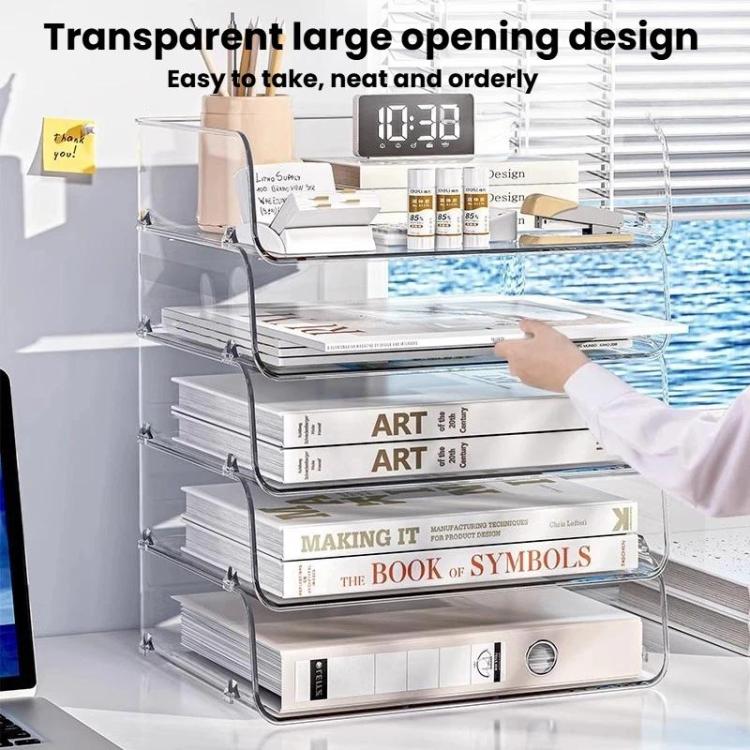 Desktop Stackable Acrylic File Storage Rack, Large-Capacity Book Shelf For Bedroom & Living Room, Spec: Extended 2 Layer