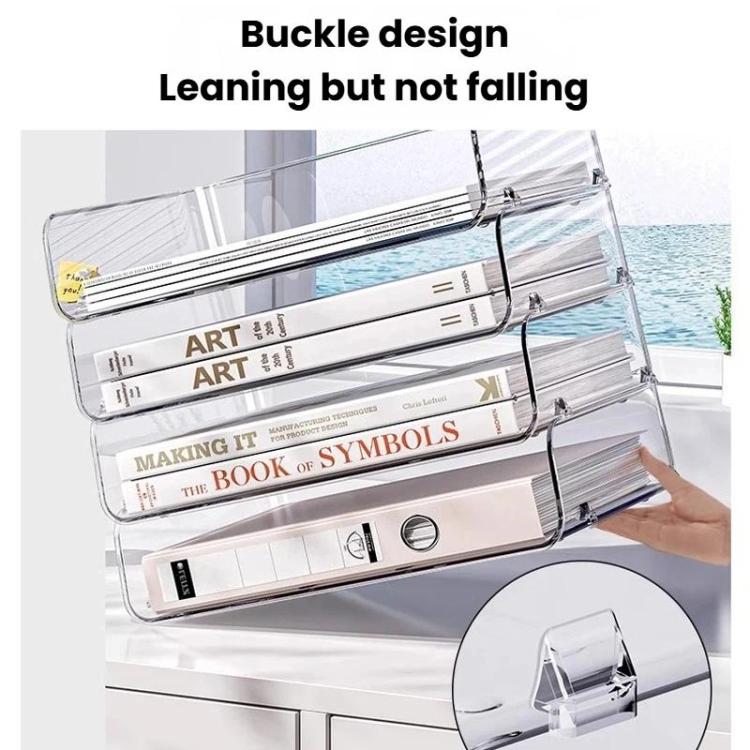 Desktop Stackable Acrylic File Storage Rack, Large-Capacity Book Shelf For Bedroom & Living Room, Spec: Extended 4 Layer