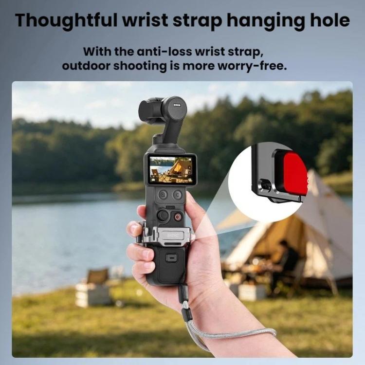 For DJI Osmo Pocket 4 BRDRC Cold Shoe Interface Quick-Release Expansion Frame Bracket - Titanium
