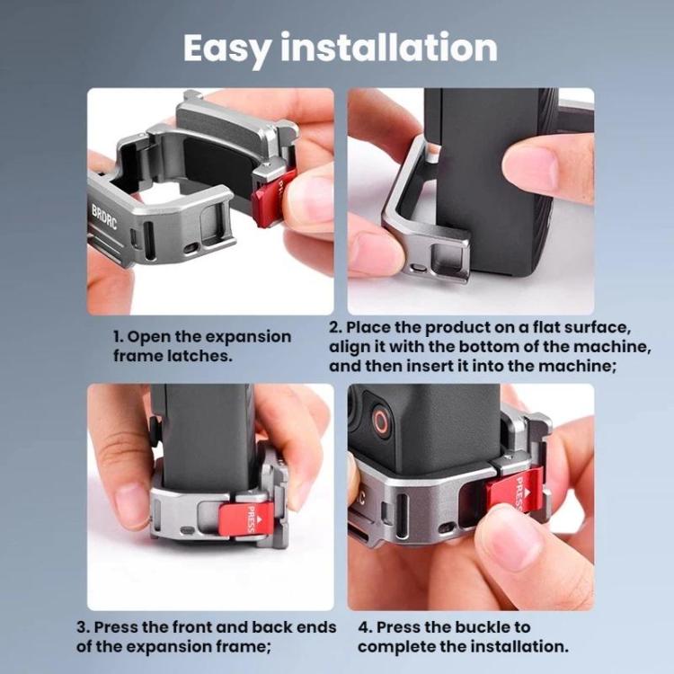 For DJI Osmo Pocket 4 BRDRC Cold Shoe Interface Quick-Release Expansion Frame Bracket - Titanium