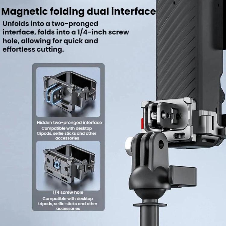 For DJI Osmo Pocket 4 BRDRC Cold Shoe Interface Quick-Release Expansion Frame Bracket - Titanium