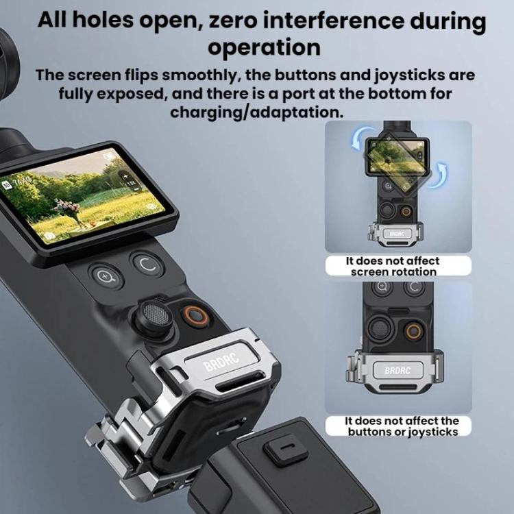 For DJI Osmo Pocket 4 BRDRC Cold Shoe Interface Quick-Release Expansion Frame Bracket - Titanium