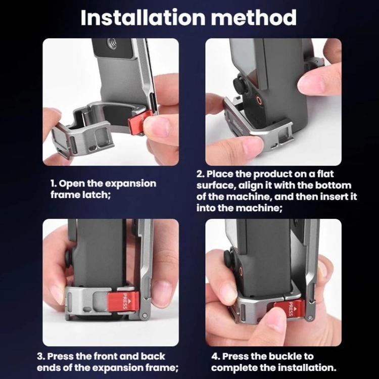 For DJI Osmo Pocket 3 / 4 BRDRC Multi-Functional Magnetic Base Adapter Frame Extension Stand - Titanium