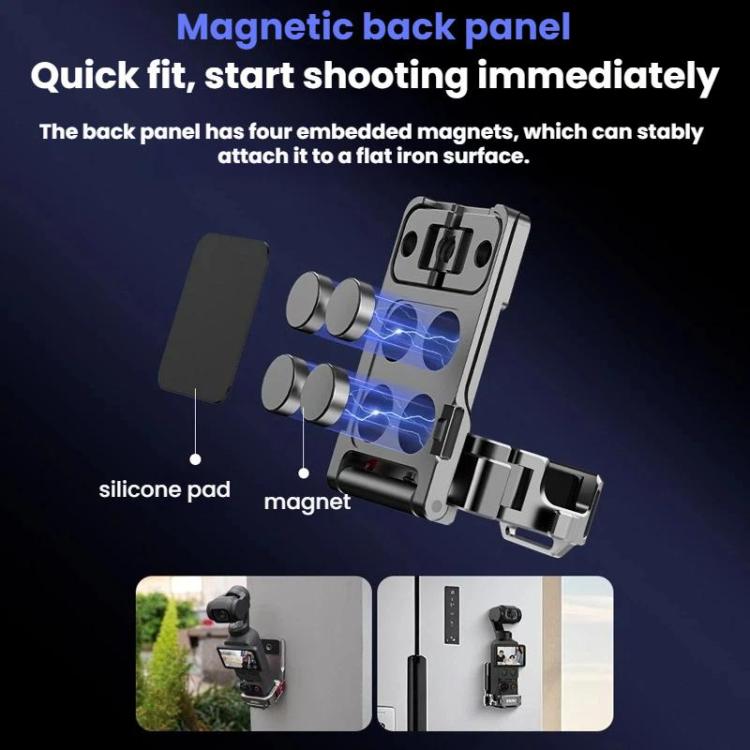For DJI Osmo Pocket 3 / 4 BRDRC Multi-Functional Magnetic Base Adapter Frame Extension Stand - Titanium