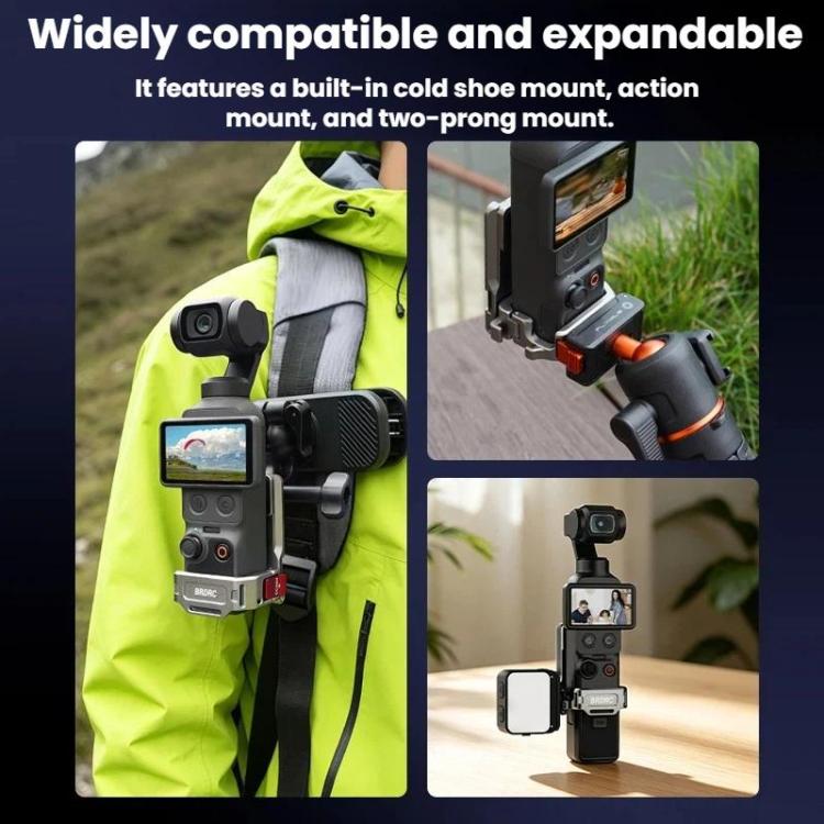 For DJI Osmo Pocket 3 / 4 BRDRC Multi-Functional Magnetic Base Adapter Frame Extension Stand - Titanium