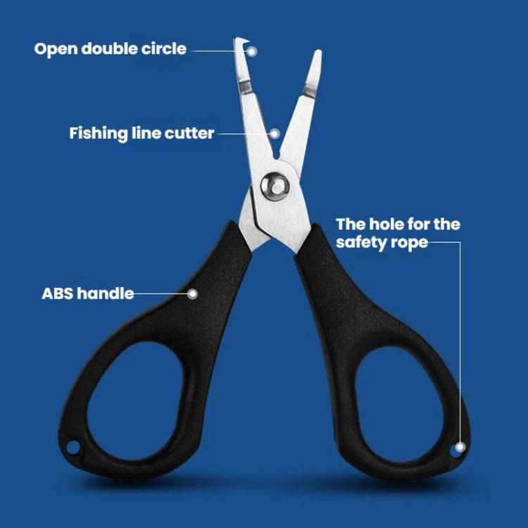 Stainless Steel Mini Fishing Line Cutter Loop-Opening Lure Pliers - Black