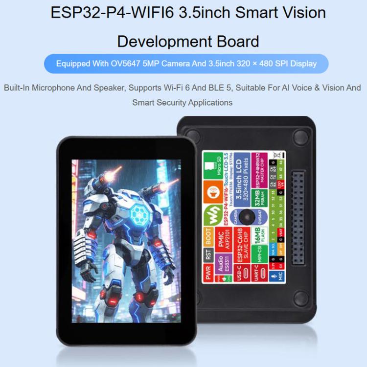 Waveshare 33511 ESP32-P4 3.5 Inch Smart Vision Development Board Built-In Microphone And Speaker, Supports Wi-Fi 6 And BLE 5 No Battery