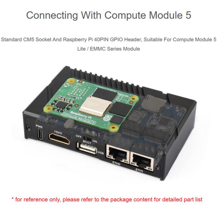 Waveshare 34180 For Raspberry Pi CM5 Gigabit / 2.5G Dual Ethernet Mini-Computer Supports Dual RJ45 Ethernet Ports, 4K Display Output And Dual MIPI Interfaces