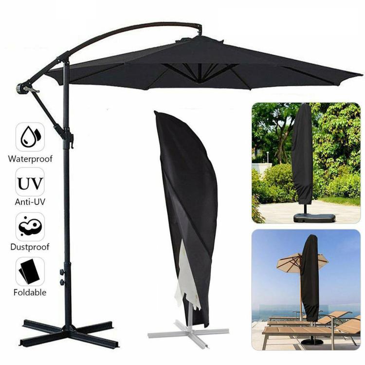600D Heavy Duty Cantilever Umbrella Cover Large Banana Parasol Cover Fits 9ft to 11ft Umbrellas - Black