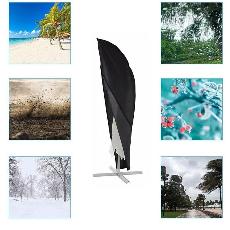 600D Heavy Duty Cantilever Umbrella Cover Large Banana Parasol Cover Fits 9ft to 11ft Umbrellas - Black