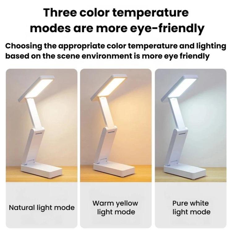 Xiajule Touch Control Rechargeable Folding Desk Lamp, Eye Protection Portable Lamp For Student Dormitory, Spec: With Clock