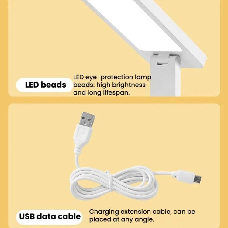 Xiajule Touch Control Rechargeable Folding Desk Lamp, Eye Protection Portable Lamp For Student Dormitory, Spec: No Clock
