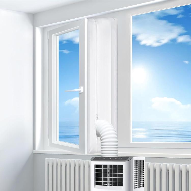 Universal Window Seal for Portable Air Conditioner and Tumble Dryer Hot Air Stop with Dual Zipper & Adhesive Hook Tape, Size: 3m