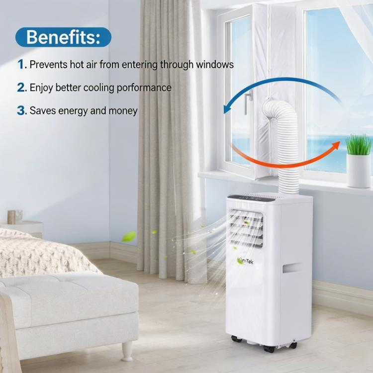 Universal Window Seal for Portable Air Conditioner and Tumble Dryer Hot Air Stop with Dual Zipper & Adhesive Hook Tape, Size: 5m