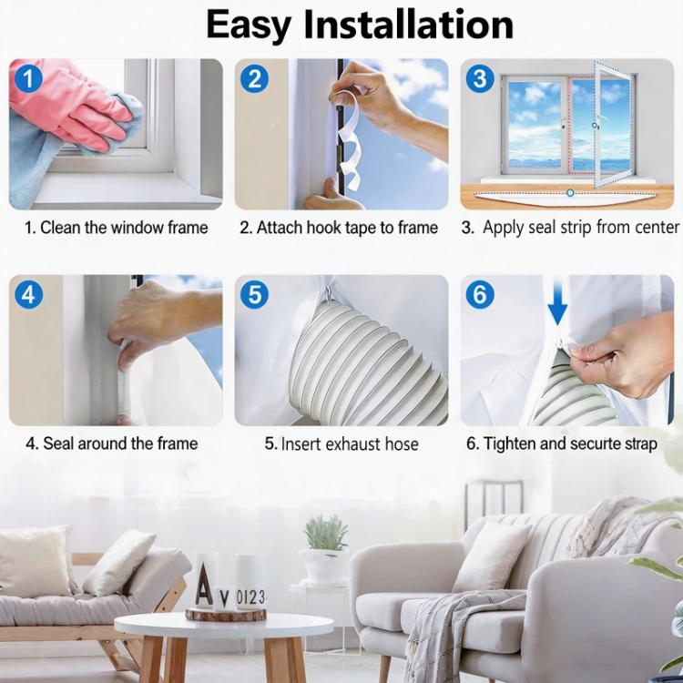 Universal Window Seal for Portable Air Conditioner and Tumble Dryer Hot Air Stop with Dual Zipper & Adhesive Hook Tape, Size: 3m