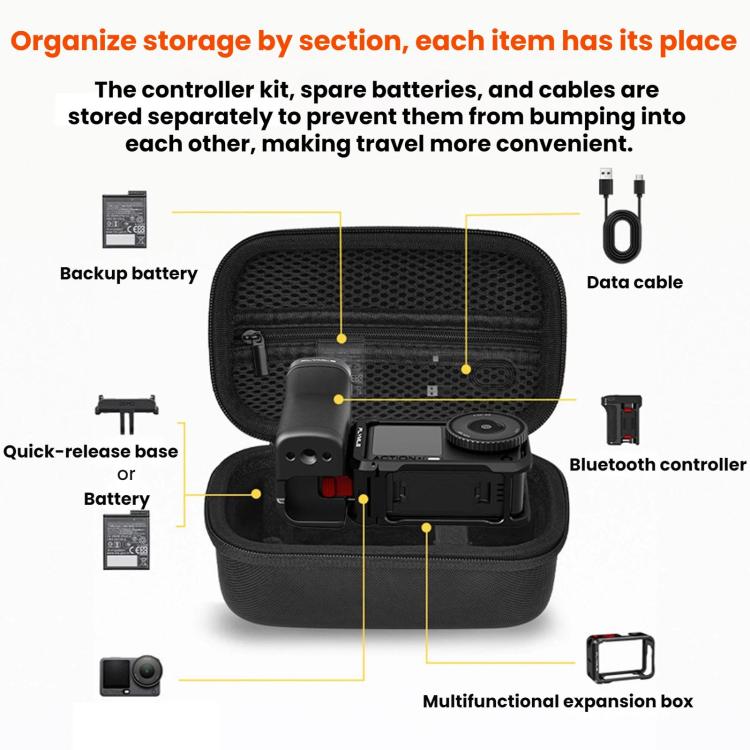 For DJI Action 6 / 5 / 4 / Insta360 Ace Pro 2 Flymile Street Photography Handle Storage Bag - Black