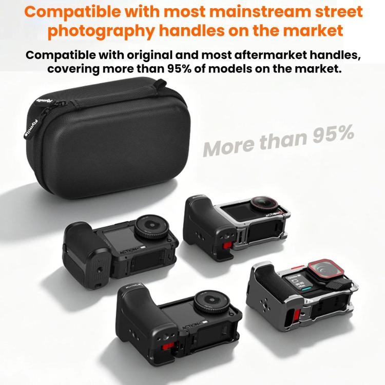 For DJI Action 6 / 5 / 4 / Insta360 Ace Pro 2 Flymile Street Photography Handle Storage Bag - Black