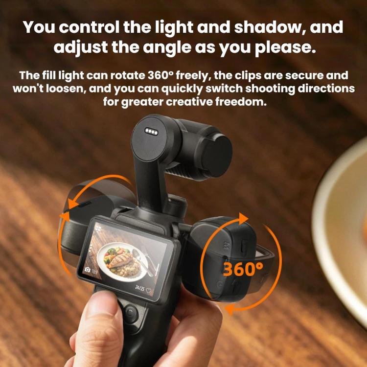 For DJI Osmo Pocket 4 / 3 Flymile Cameras Magnetic Fill Light For - Black