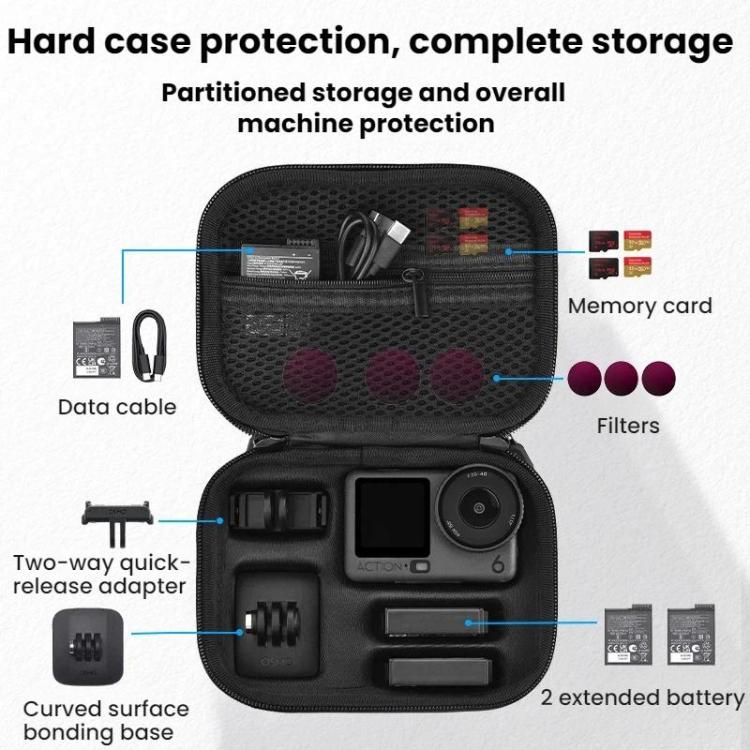 For DJI Osmo Action 6 / 5 Pro / 4 BRDRC Portable Camera Accessory Carrying Case - Black