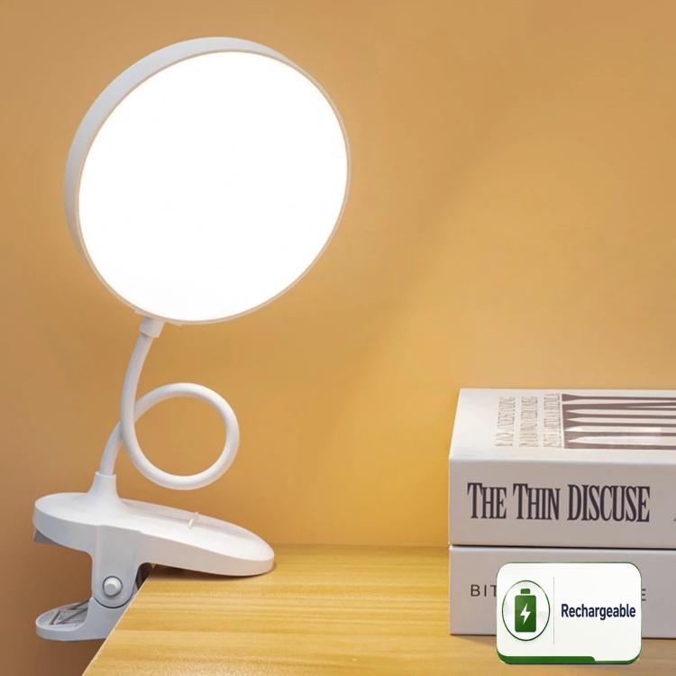 Xiajule Portable Clip On Desk Lamp Night Light, Eye Protection High CRI Reading Lamp, Spec: Rechargeable