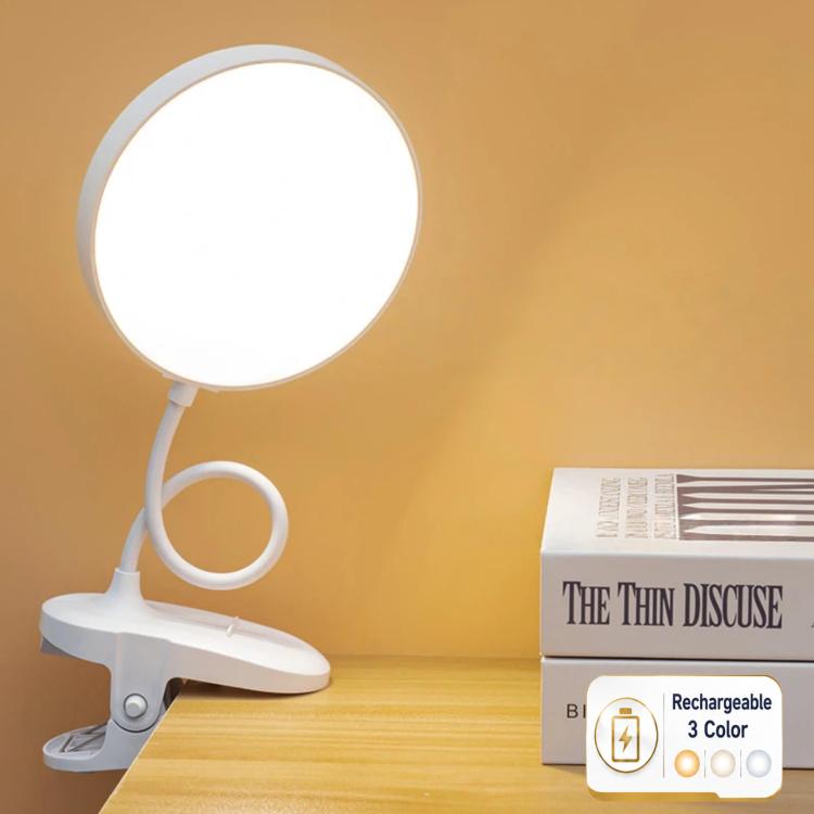 Xiajule Portable Clip On Desk Lamp Night Light, Eye Protection High CRI Reading Lamp, Spec: Rechargeable 3 Color Temperatures Stepless Dimming