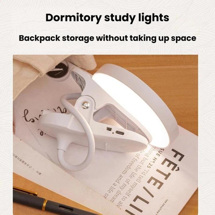 Xiajule Portable Clip On Desk Lamp Night Light, Eye Protection High CRI Reading Lamp, Spec: Rechargeable