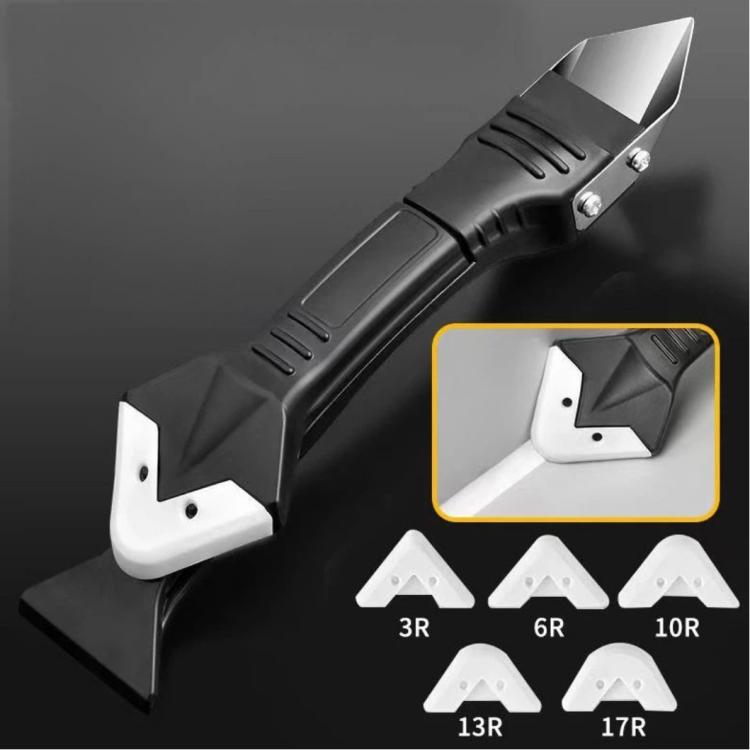 3-in-1 Silicone Caulking Tools Caulk Remover Tool with 5 Replaceable Silicone Pads Sealant Finishing Tool - Black