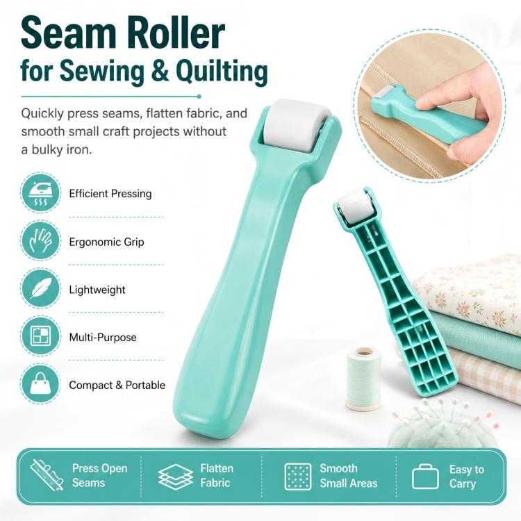 Seam Roller for Sewing and Quilting Hand Pressure Roller for Fabric Pressing DIY Crafting Tool - Light Green