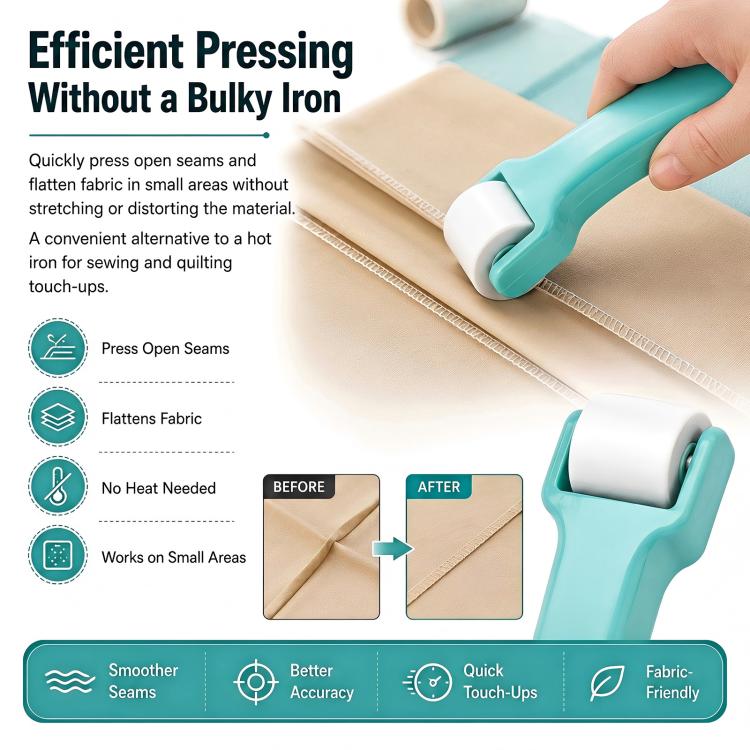 Seam Roller for Sewing and Quilting Hand Pressure Roller for Fabric Pressing DIY Crafting Tool - Light Green